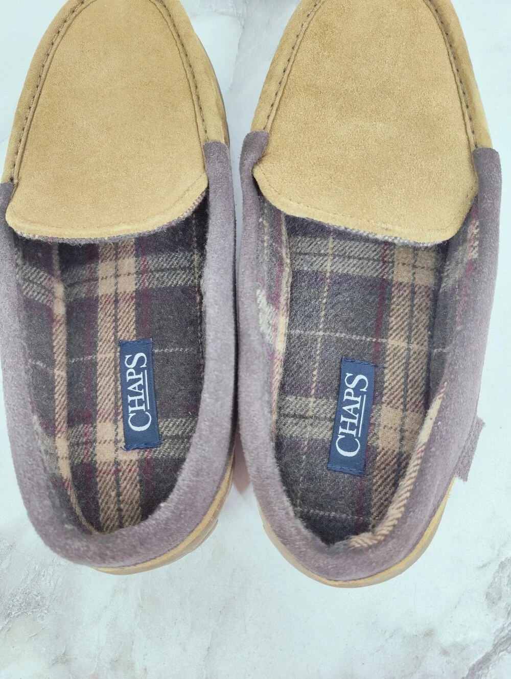 NWOT Chaps Men's Genuine Suede Moccasin Indoor Outdoor Slippers, XL (11-12)